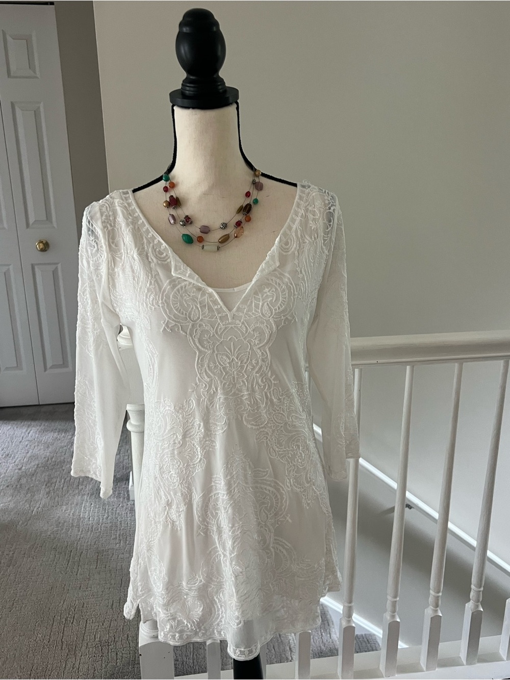 White House Black Market White Draped Top